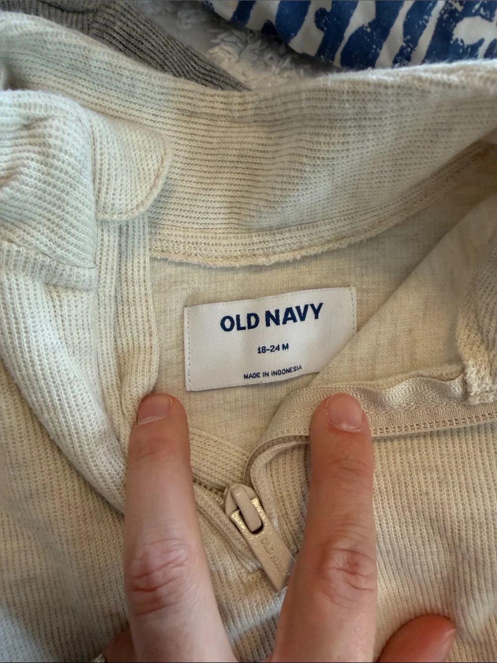 Old Navy Kids Quarter-Zip Pullover Sweaters in Cream and Gray